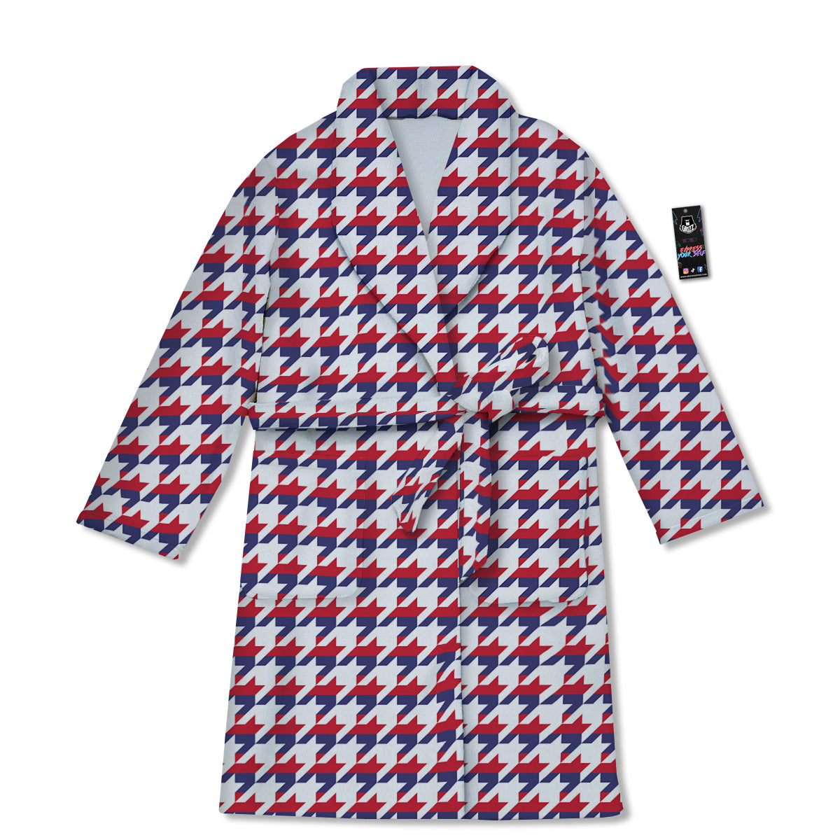 Houndstooth American Print Pattern Bathrobe-grizzshop