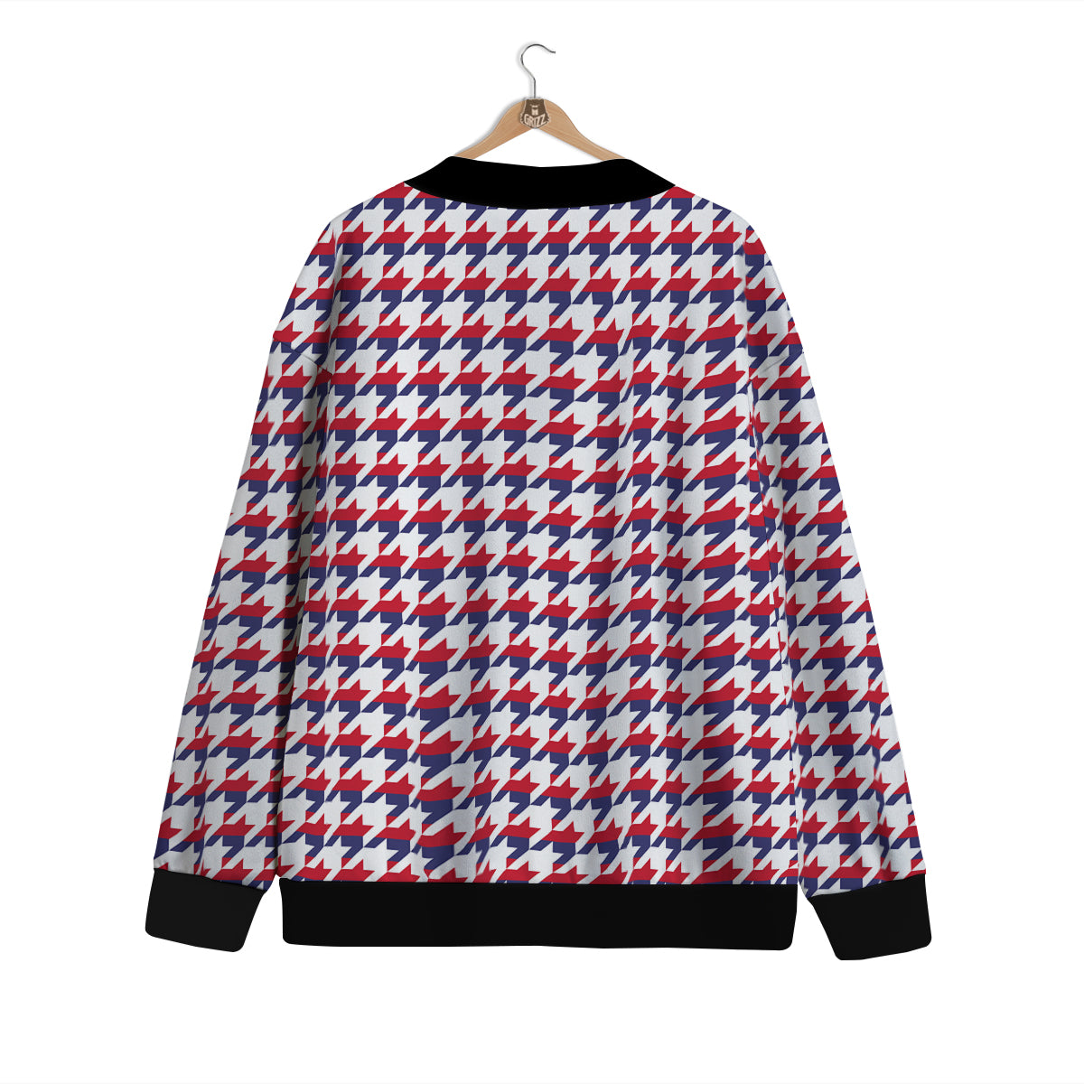 Houndstooth American Print Pattern Cardigan-grizzshop