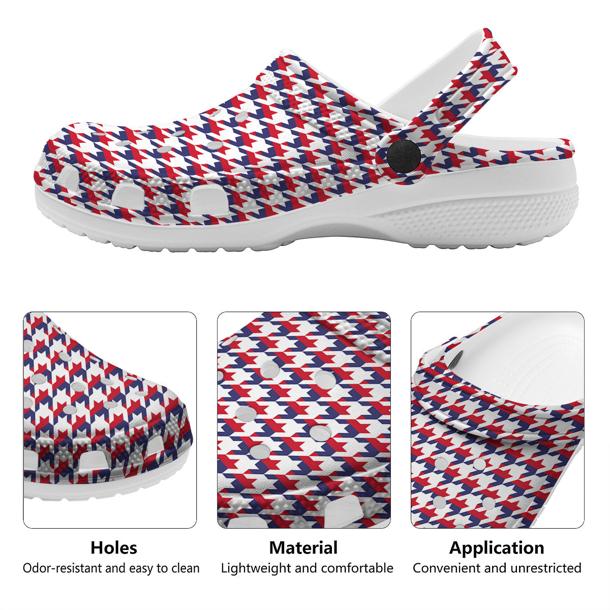 Houndstooth American Print Pattern Clog-grizzshop