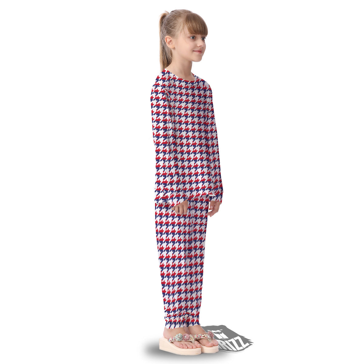 Houndstooth American Print Pattern Kid's Pajamas-grizzshop