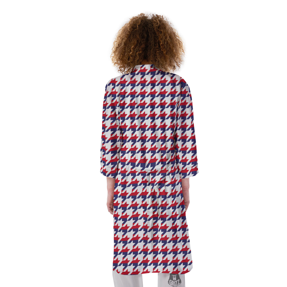 Houndstooth American Print Pattern Kimono-grizzshop