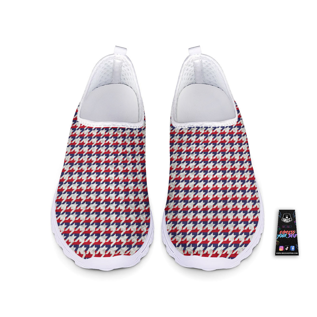 Houndstooth American Print Pattern Nurse Shoes-grizzshop