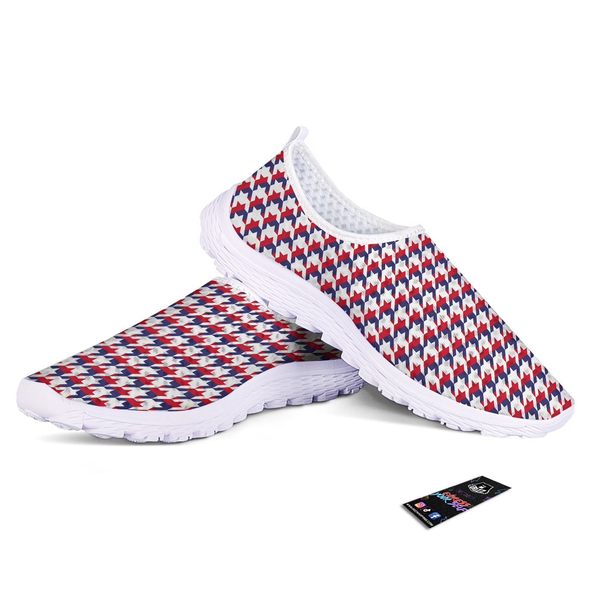 Houndstooth American Print Pattern Nurse Shoes-grizzshop