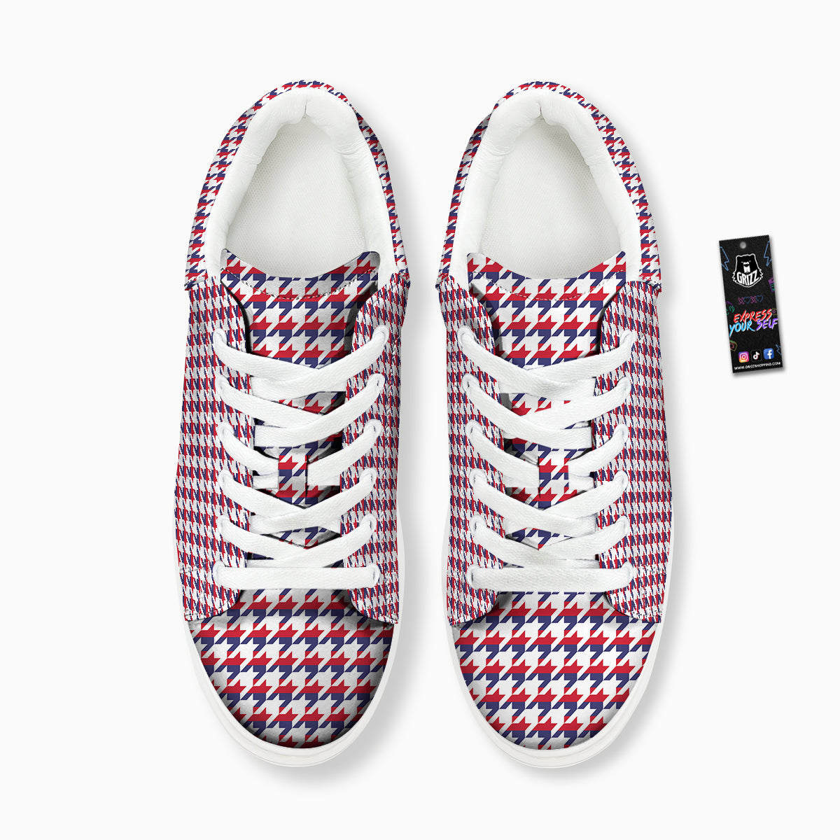 Houndstooth American Print Pattern Platform Shoes-grizzshop