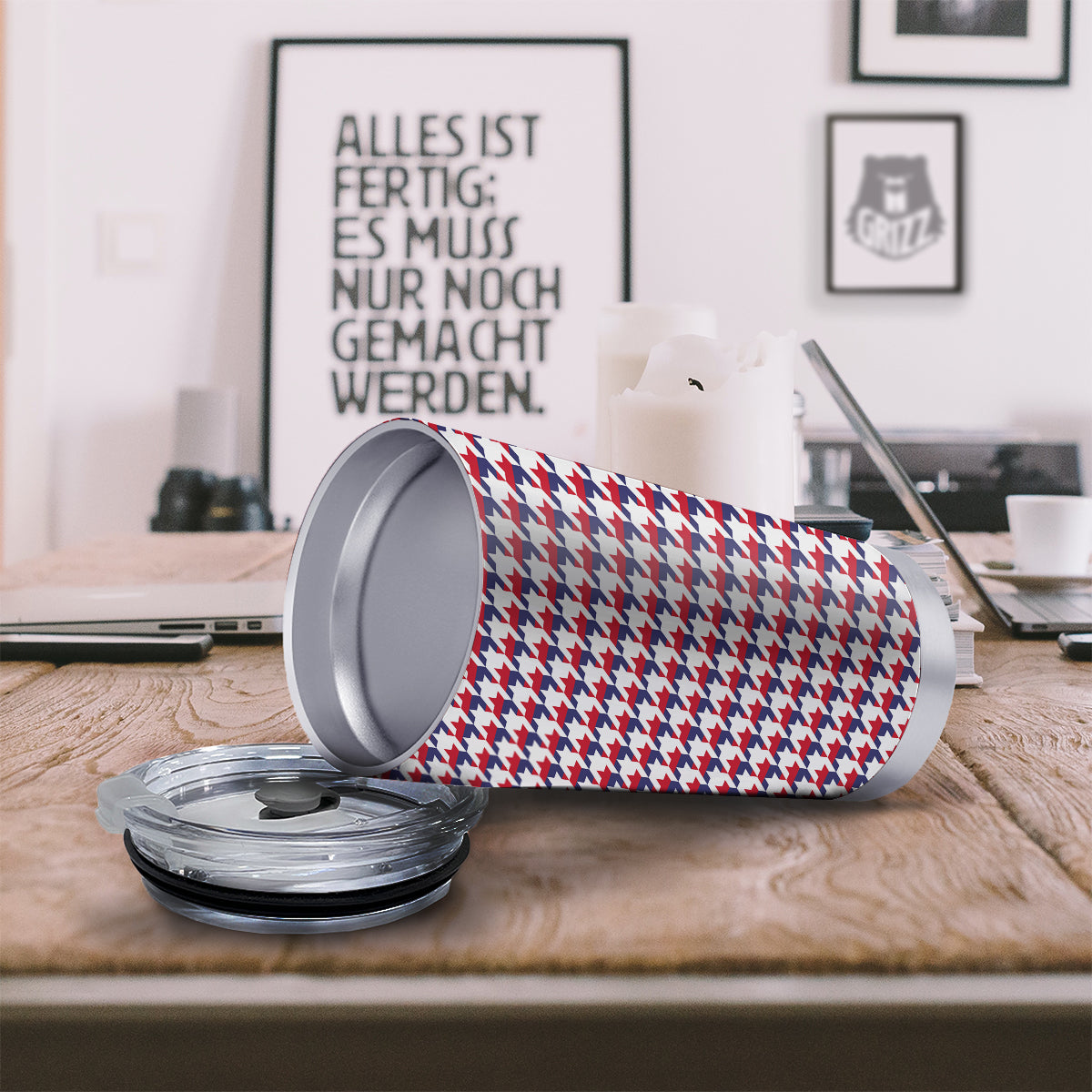 Houndstooth American Print Pattern Tumbler-grizzshop