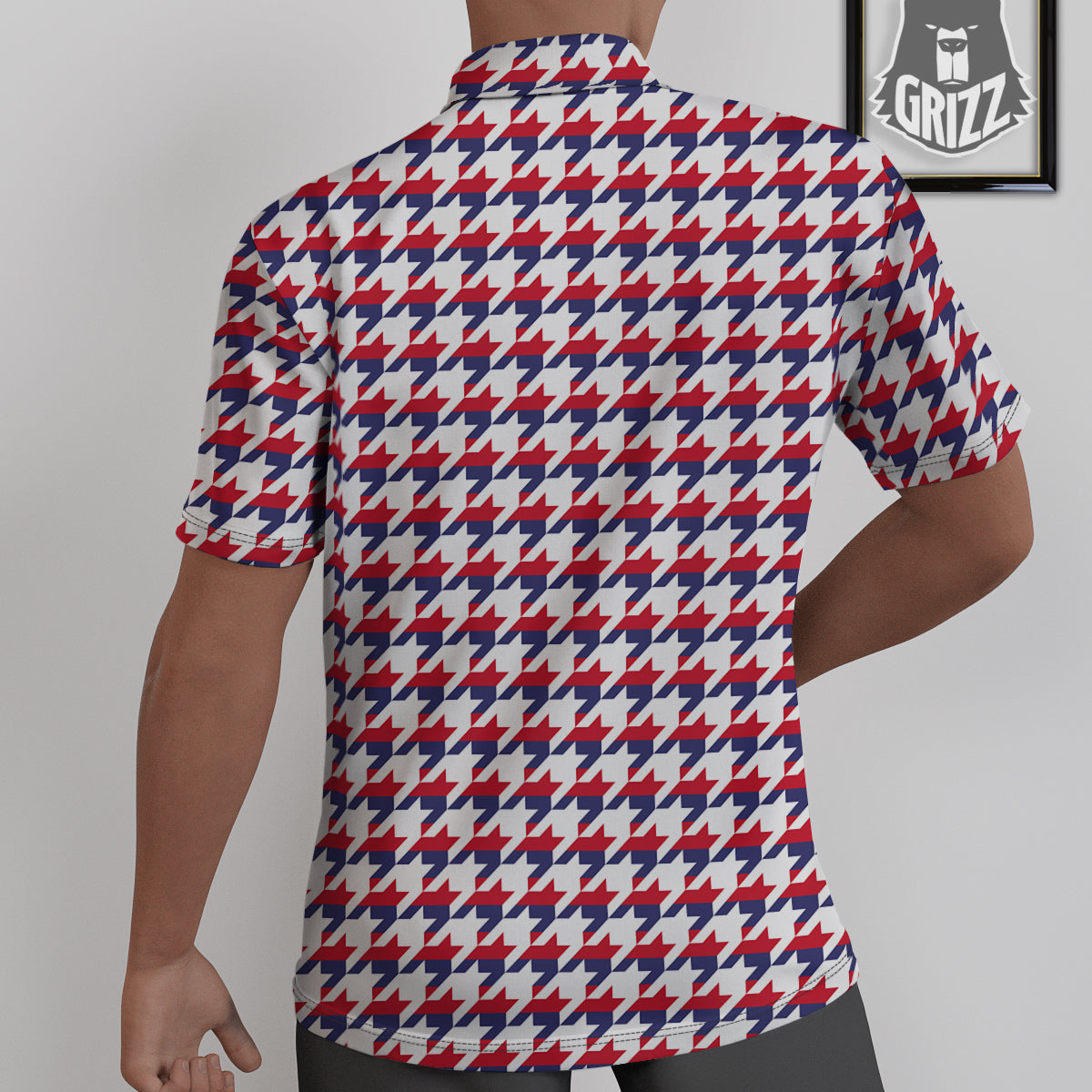 Houndstooth American Print Pattern Untucked Shirts-grizzshop
