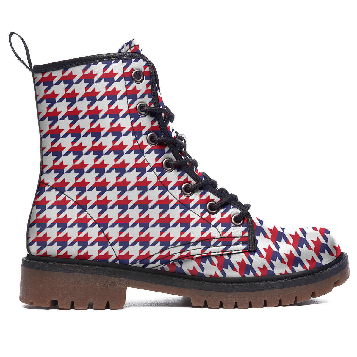Houndstooth American Print Pattern Work Boots-grizzshop