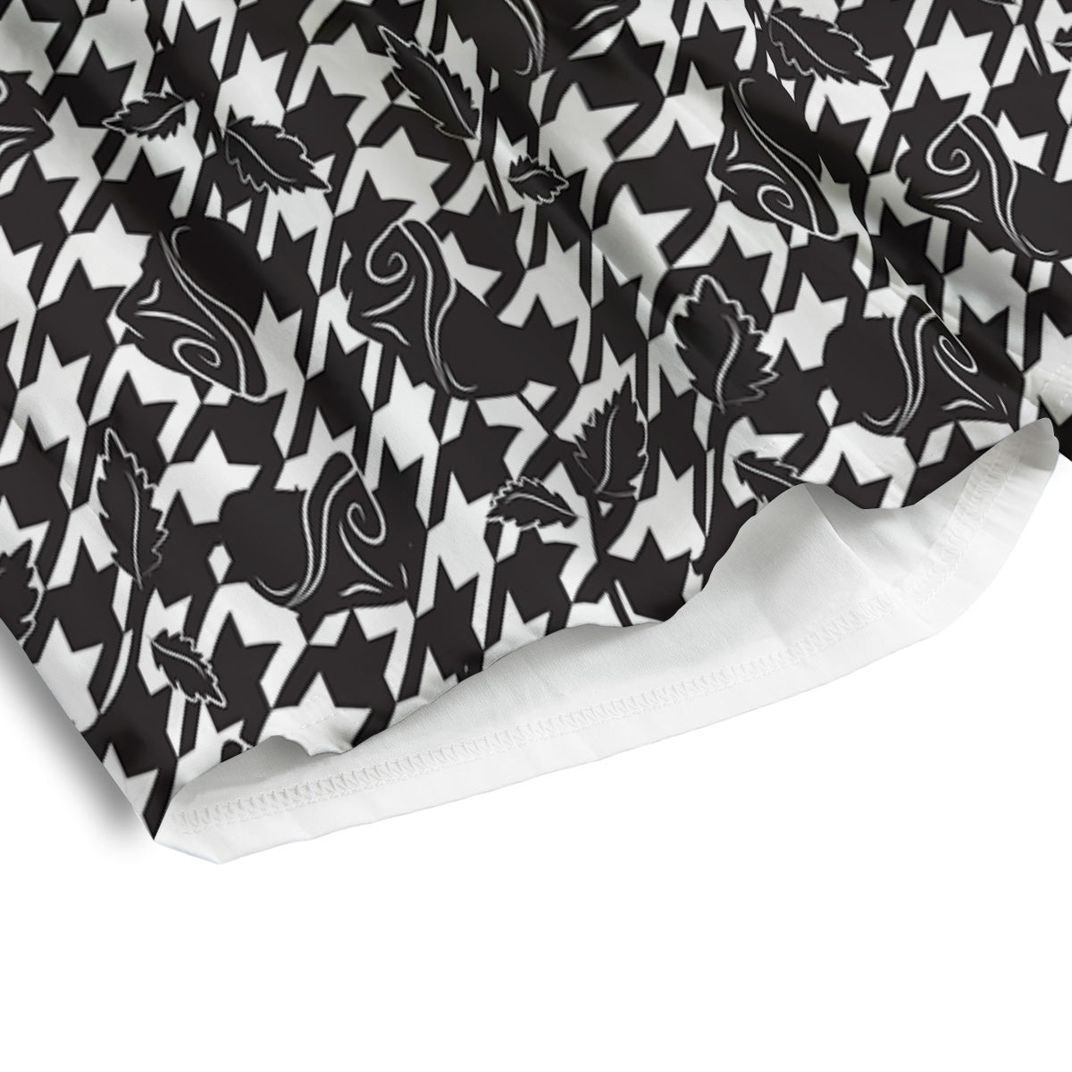 Houndstooth And Black Rose Print Pattern Men's Athletic Shorts