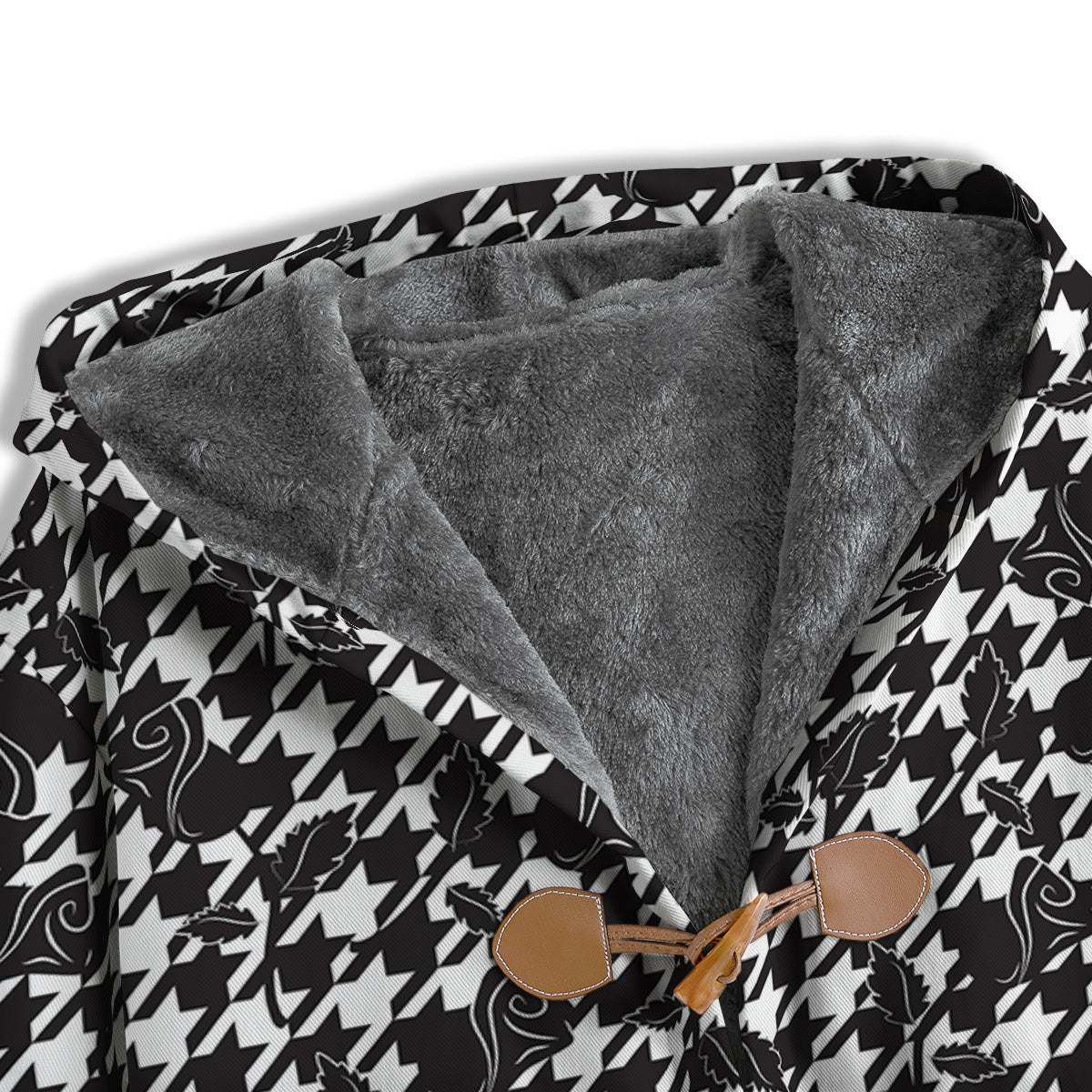 Houndstooth And Black Rose Print Pattern Men's Windbreaker Jacket-grizzshop