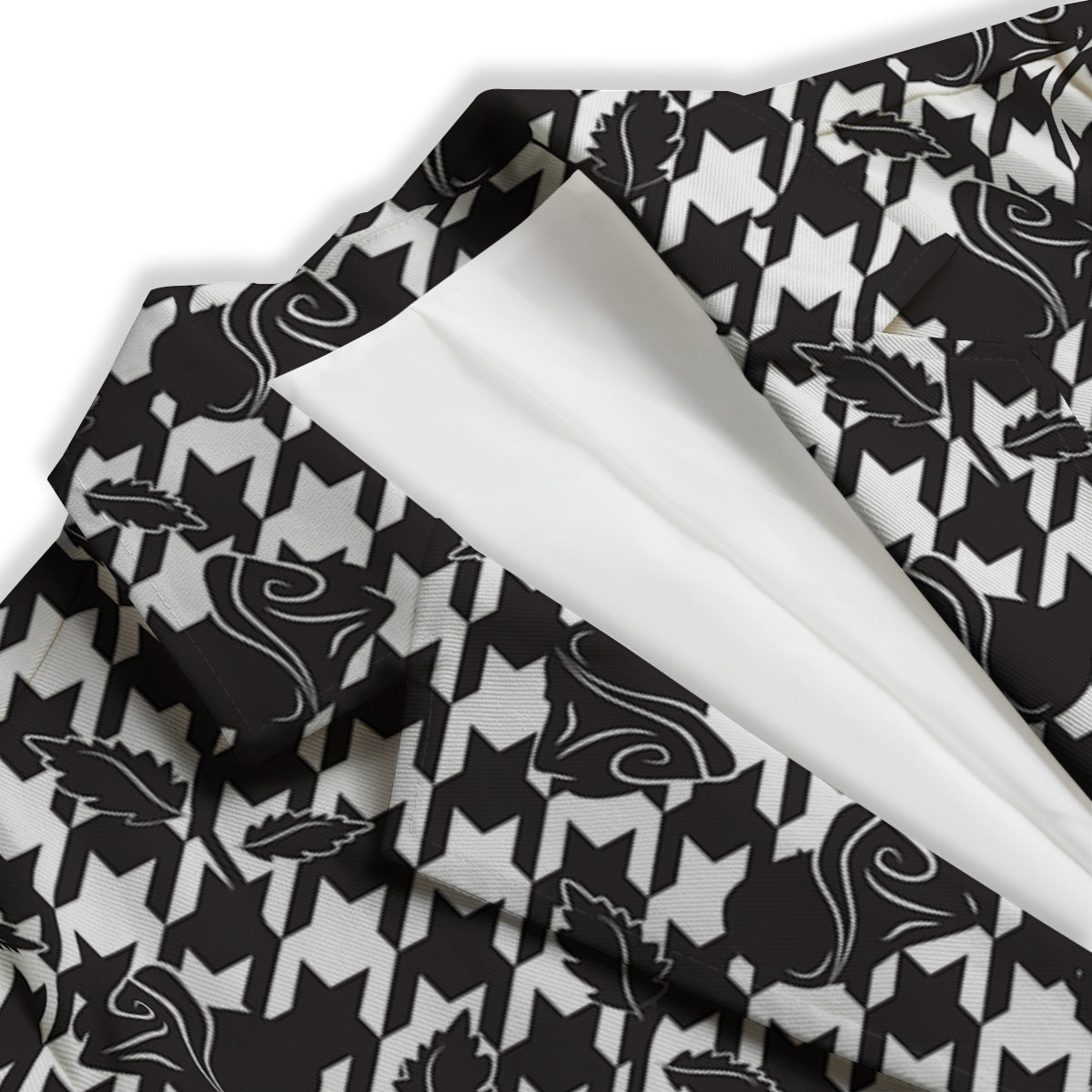 Houndstooth And Black Rose Print Pattern Women's Blazer-grizzshop