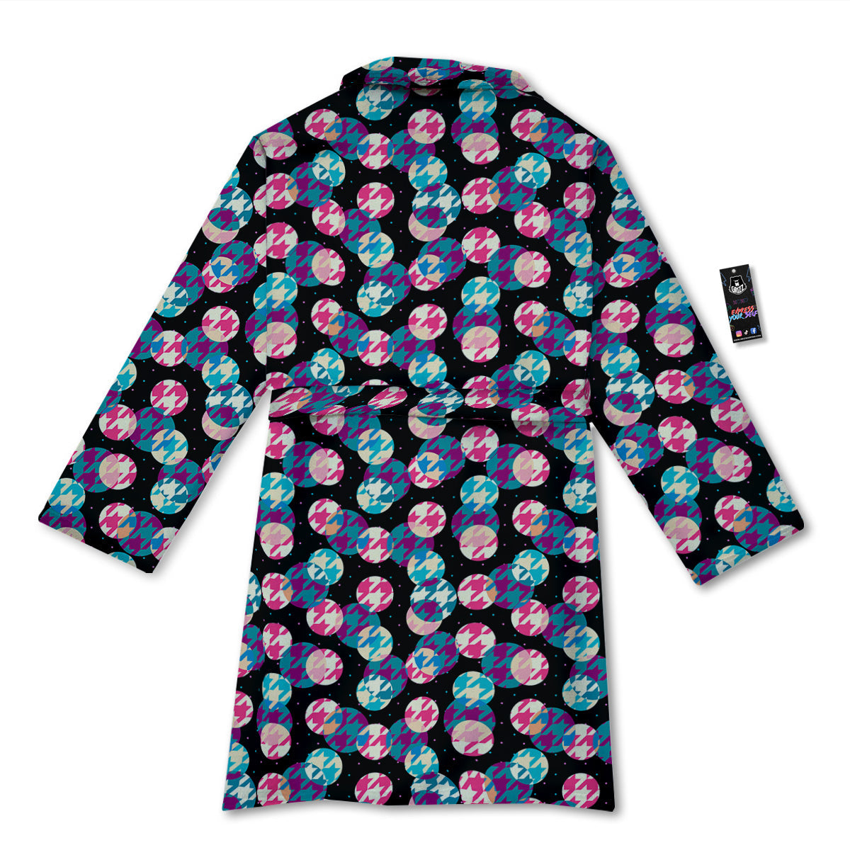 Houndstooth And Classic Polka Dot Print Pattern Bathrobe-grizzshop