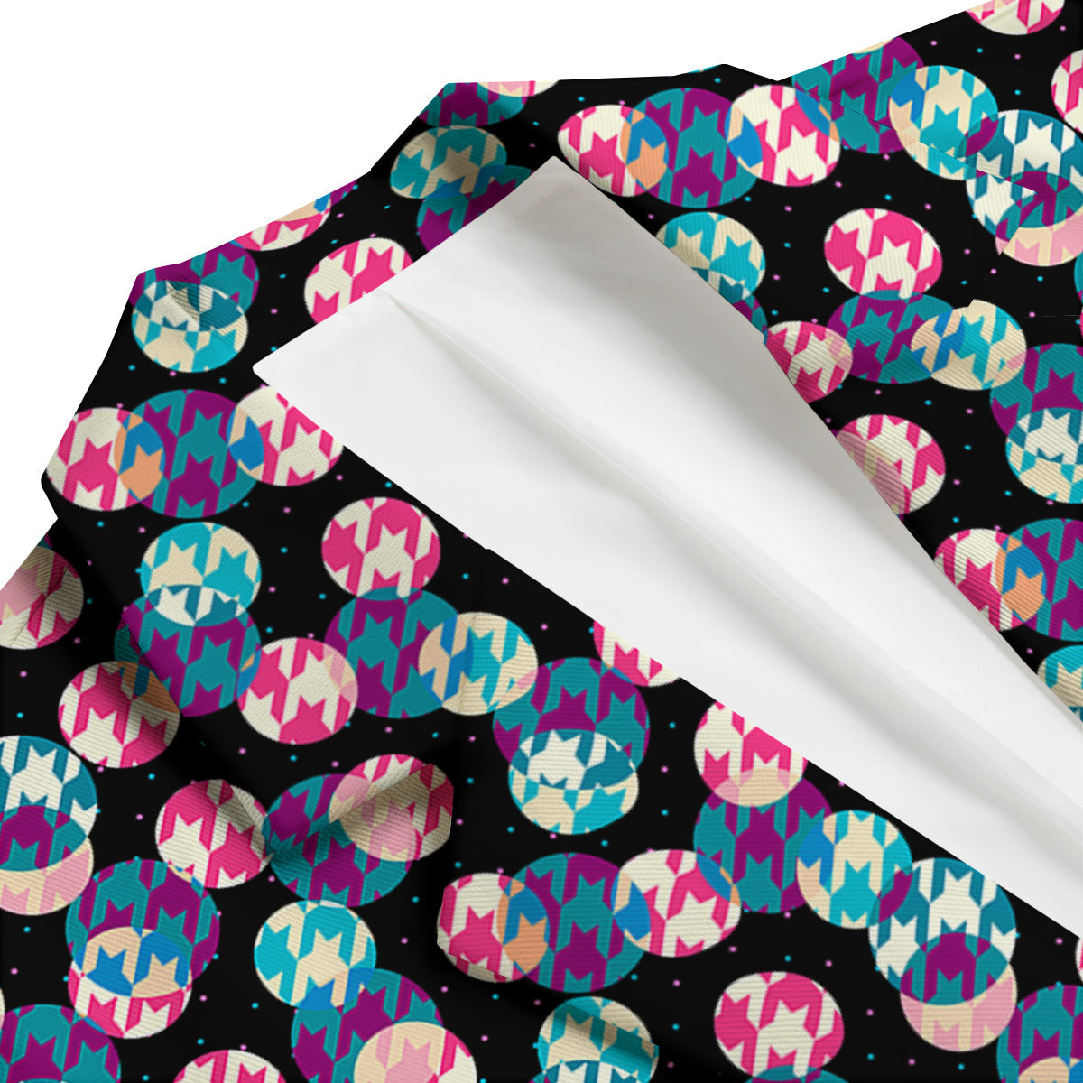 Houndstooth And Classic Polka Dot Print Pattern Men's Blazer-grizzshop