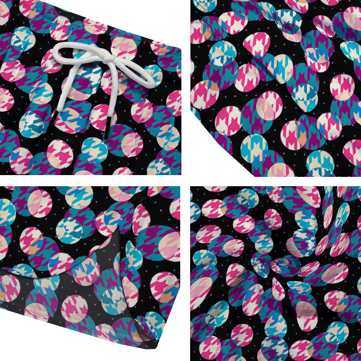 Houndstooth And Classic Polka Dot Print Pattern Men's Running Shorts-grizzshop