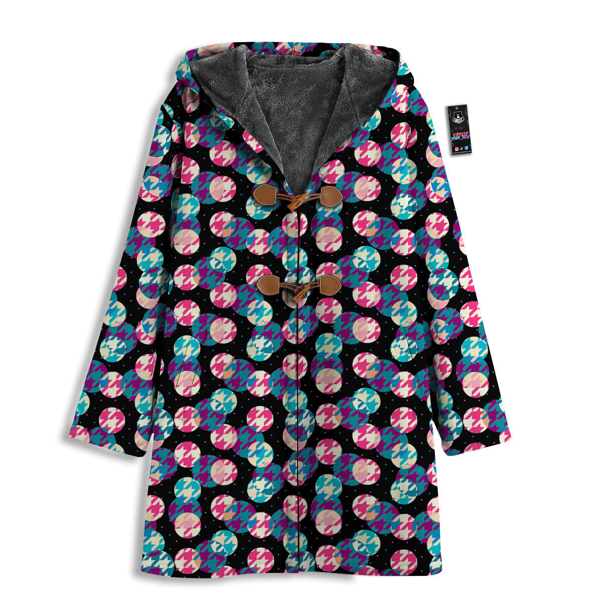 Houndstooth And Classic Polka Dot Print Pattern Men's Windbreaker Jacket-grizzshop