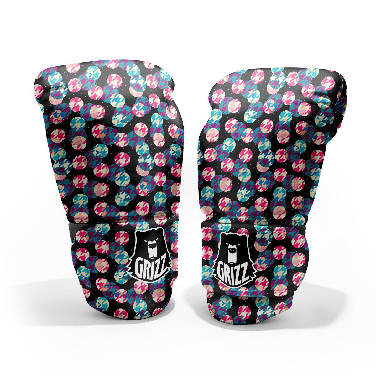 Houndstooth And Classic Polka Dot Print Pattern Pro Boxing Glove