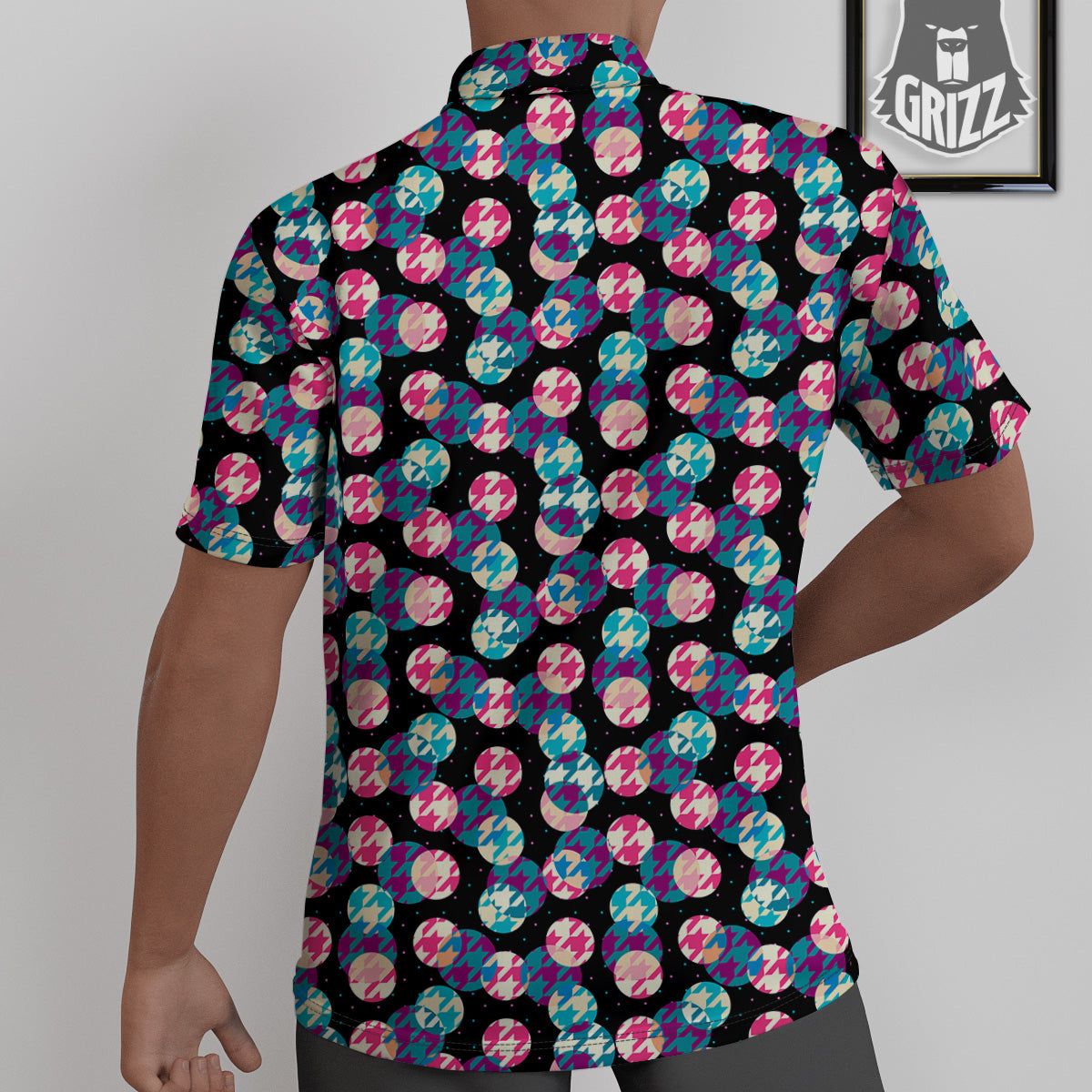 Houndstooth And Classic Polka Dot Print Pattern Untucked Shirts-grizzshop