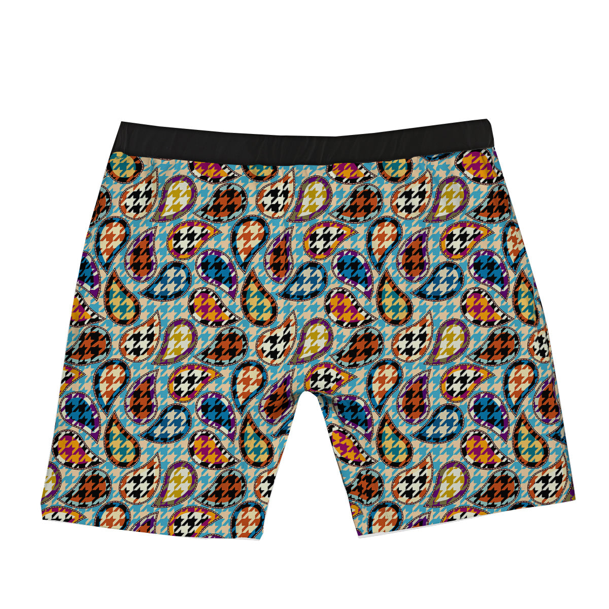 Houndstooth And Paisley Print Pattern Boxer Briefs-grizzshop