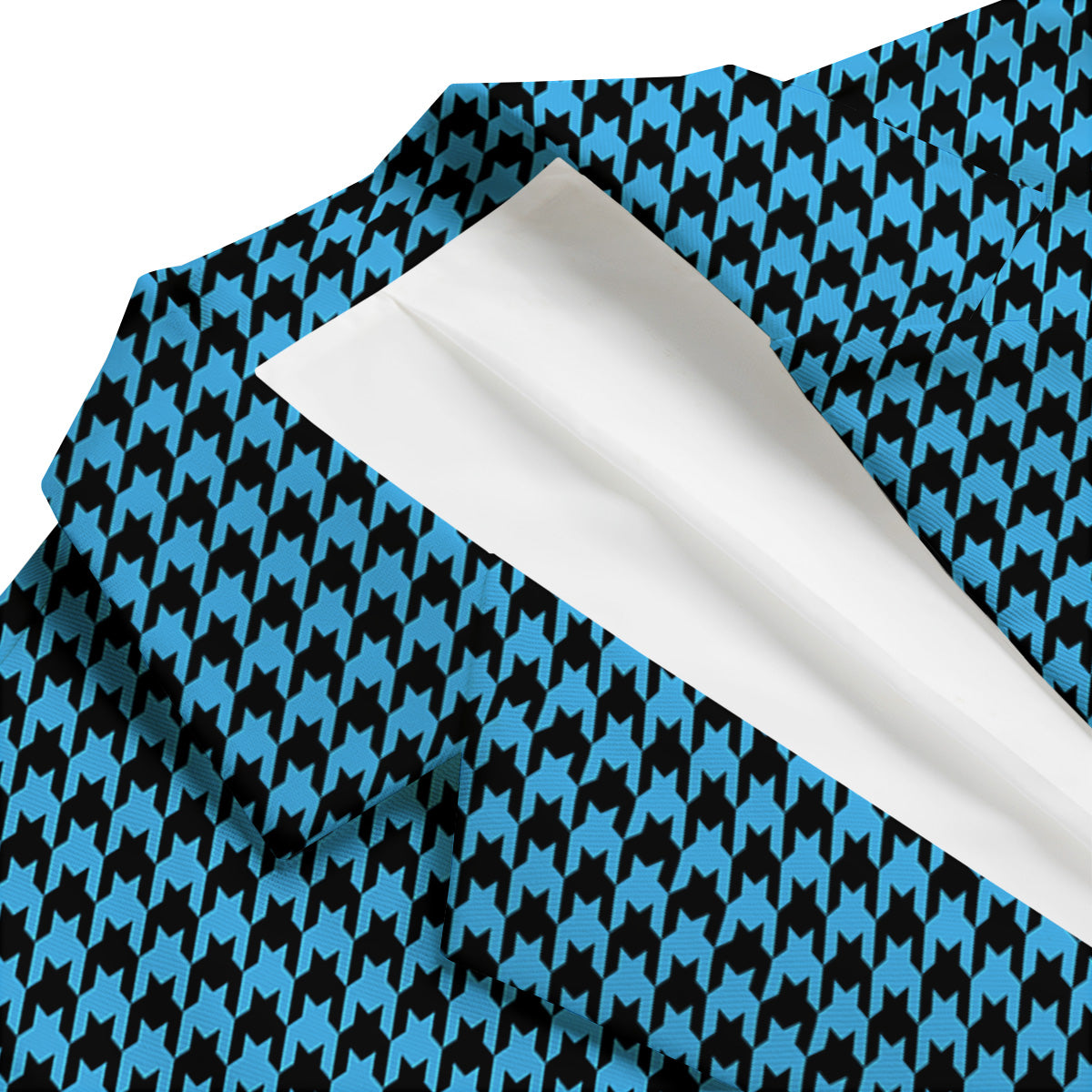 Houndstooth Black And Blue Print Men's Blazer-grizzshop
