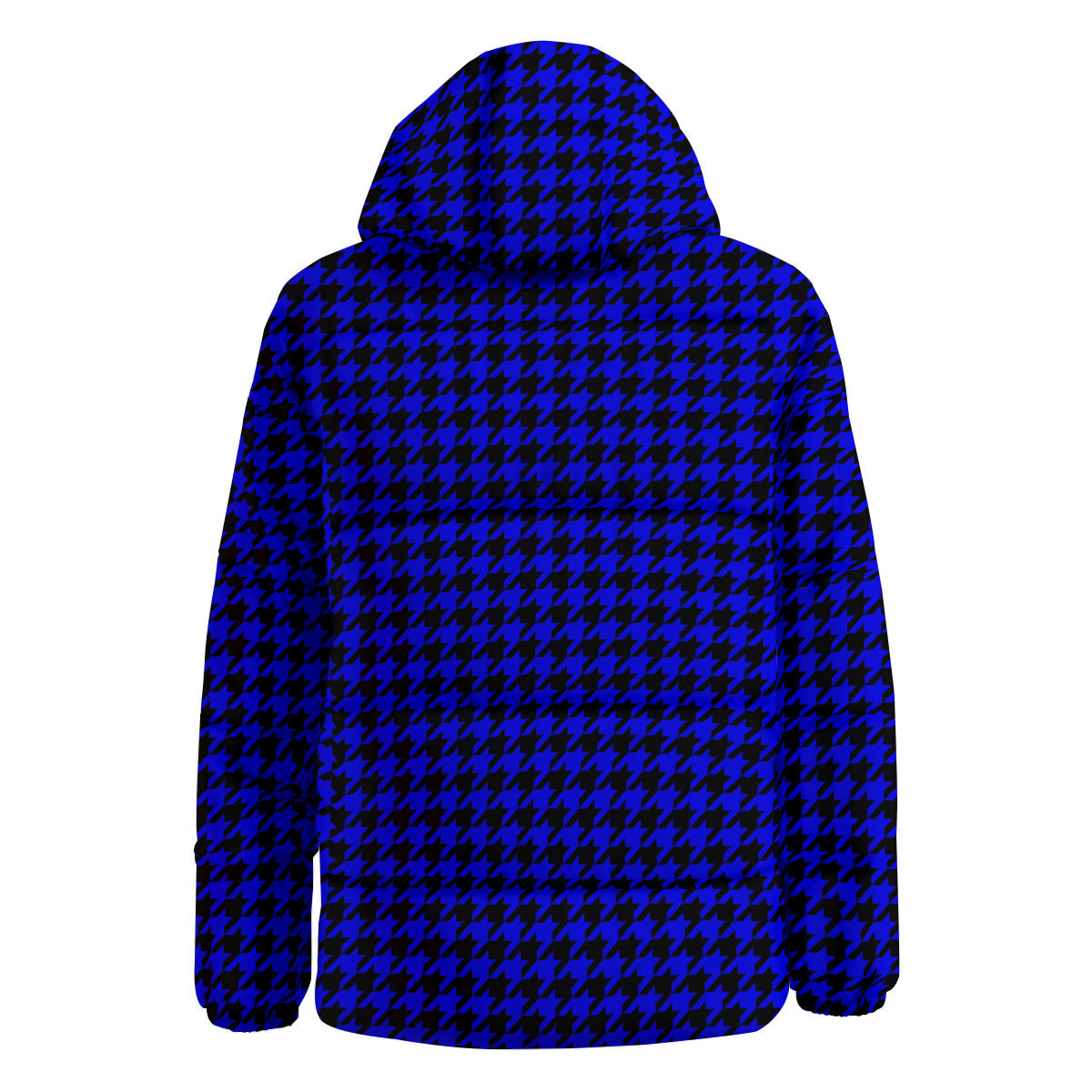 Houndstooth Black And Blue Print Pattern Down Jacket-grizzshop