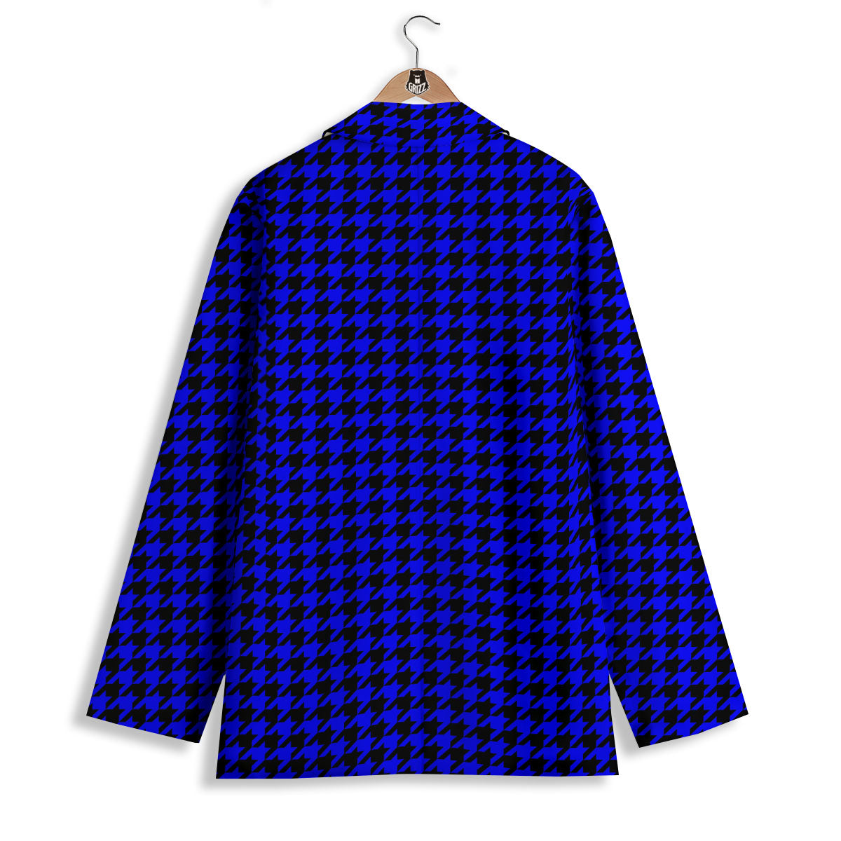 Houndstooth Black And Blue Print Pattern Women's Blazer-grizzshop