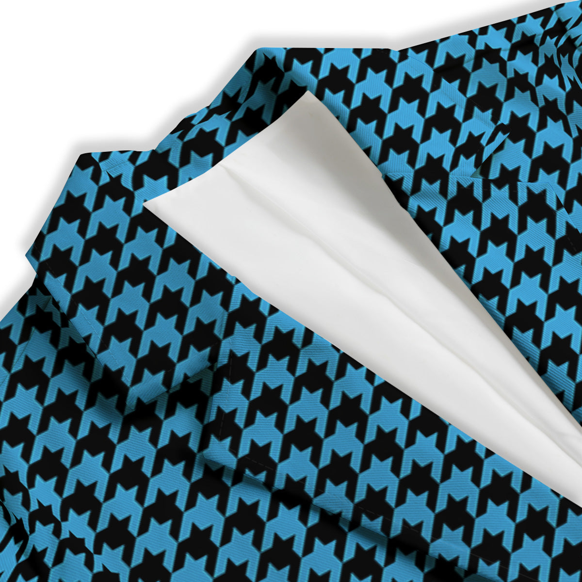 Houndstooth Black And Blue Print Women's Blazer-grizzshop