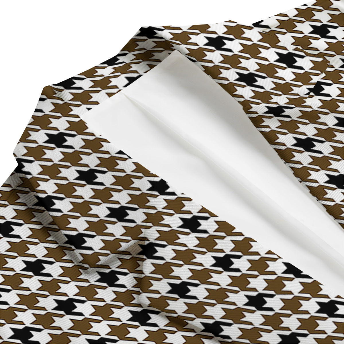Houndstooth Black And Brown Print Men's Blazer-grizzshop