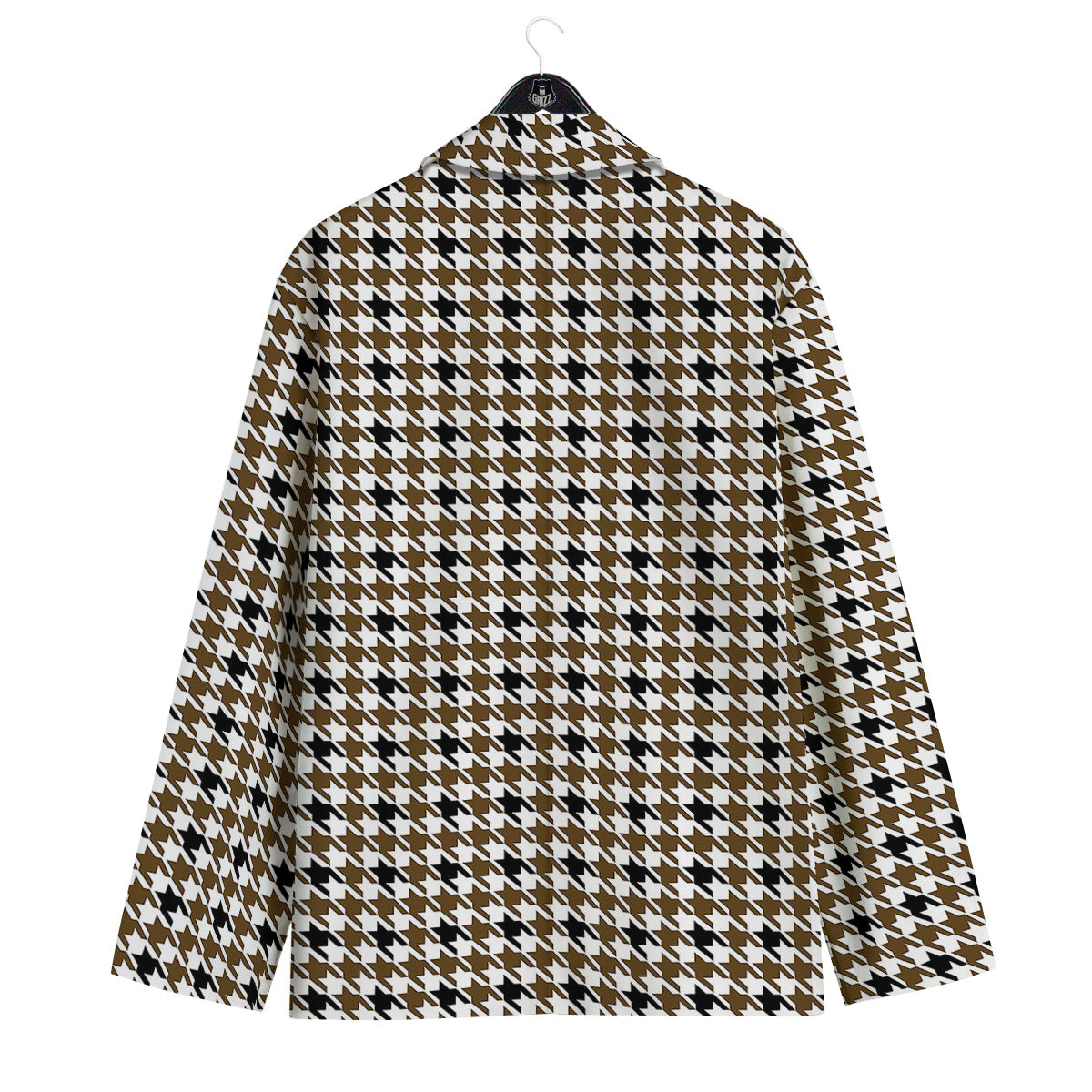 Houndstooth Black And Brown Print Men's Sport Coat-grizzshop