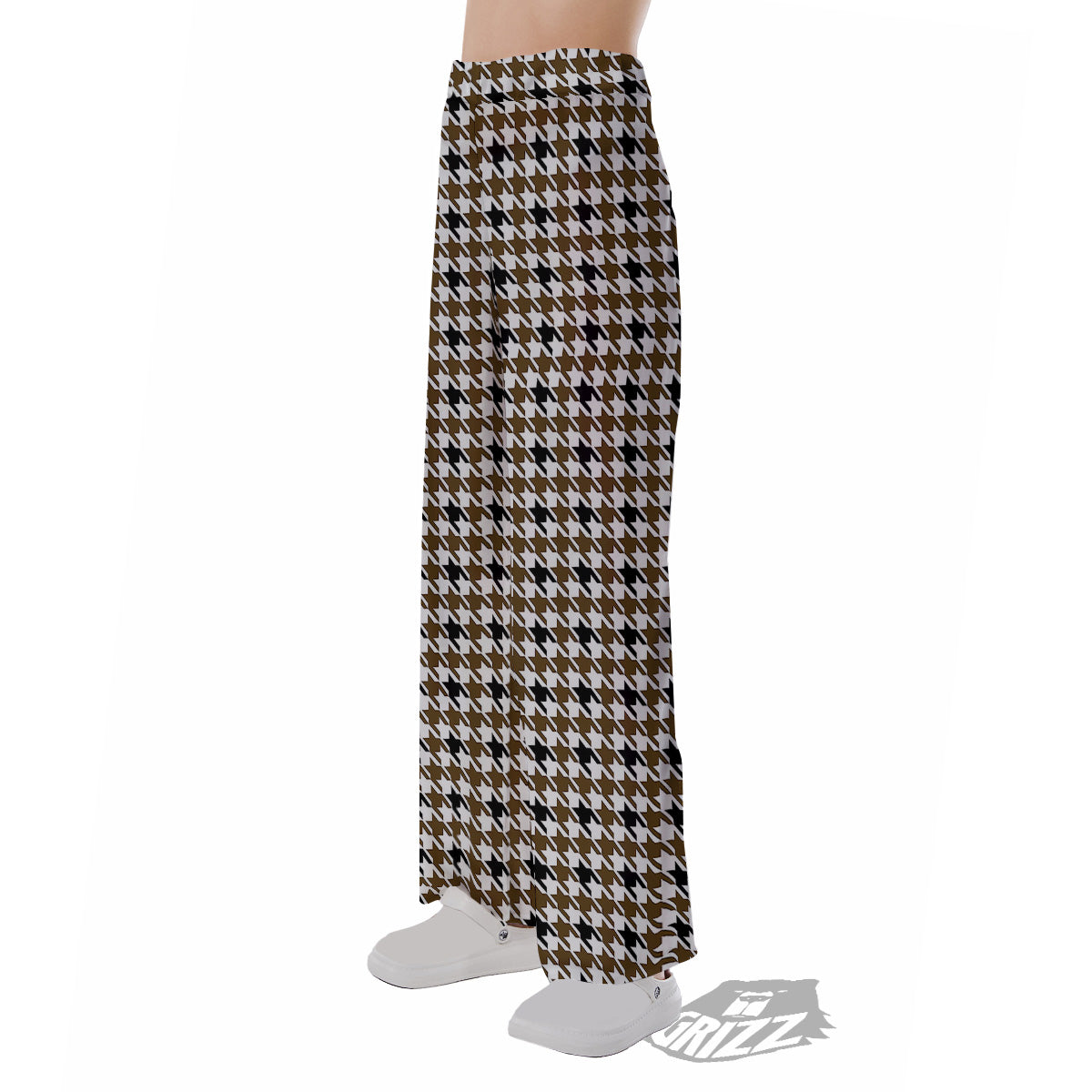 Houndstooth Black And Brown Print Pajama Pants-grizzshop