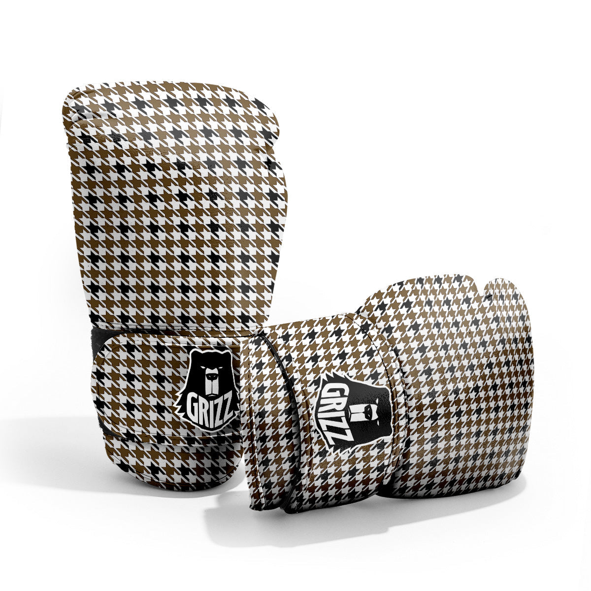 Houndstooth Black And Brown Print Pro Boxing Glove
