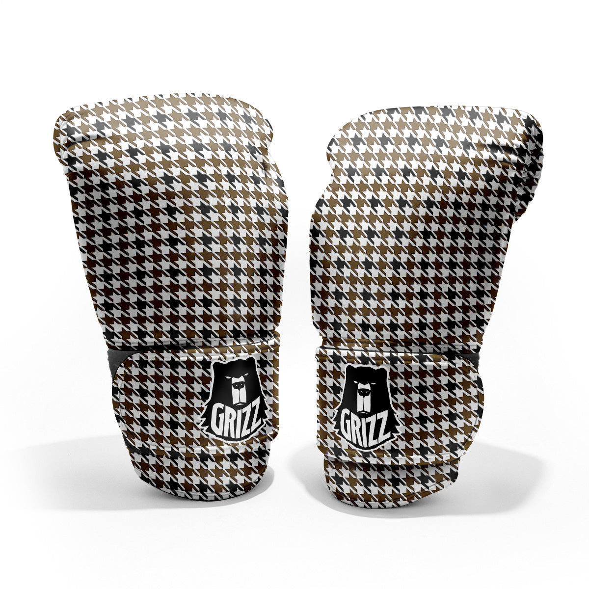 Houndstooth Black And Brown Print Pro Boxing Glove