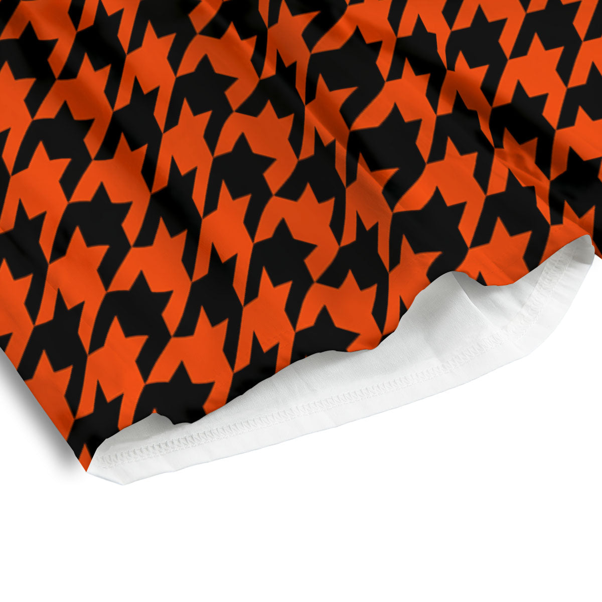 Houndstooth Black And Orange Print Men's Athletic Shorts