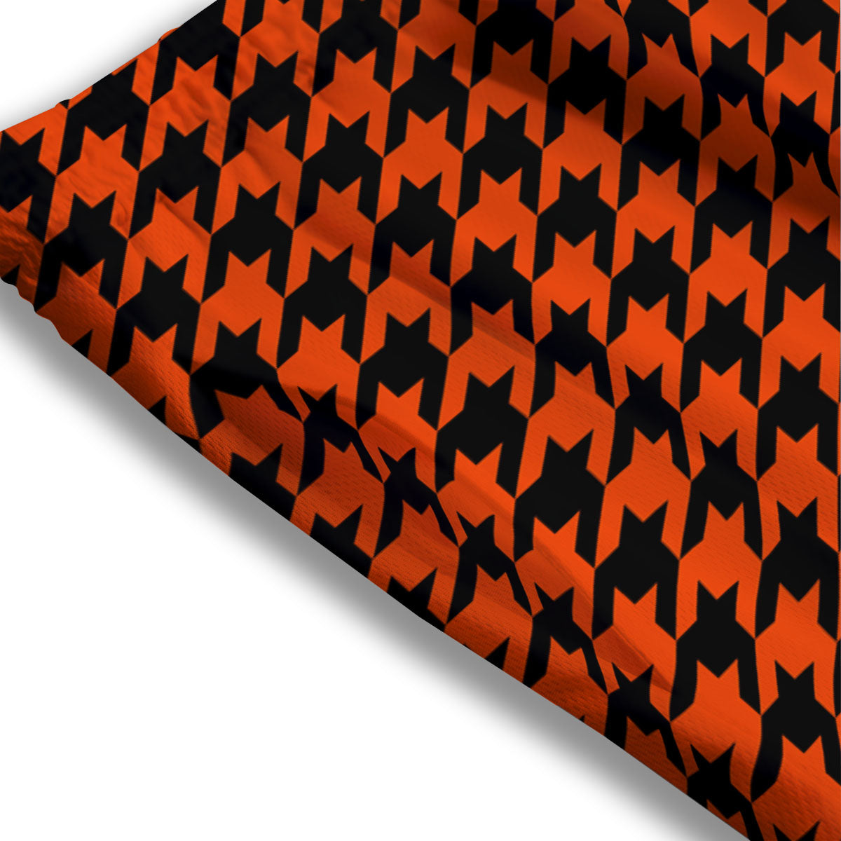 Houndstooth Black And Orange Print Mesh Shorts