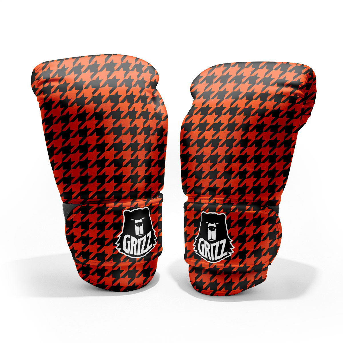 Houndstooth Black And Orange Print Pro Boxing Glove