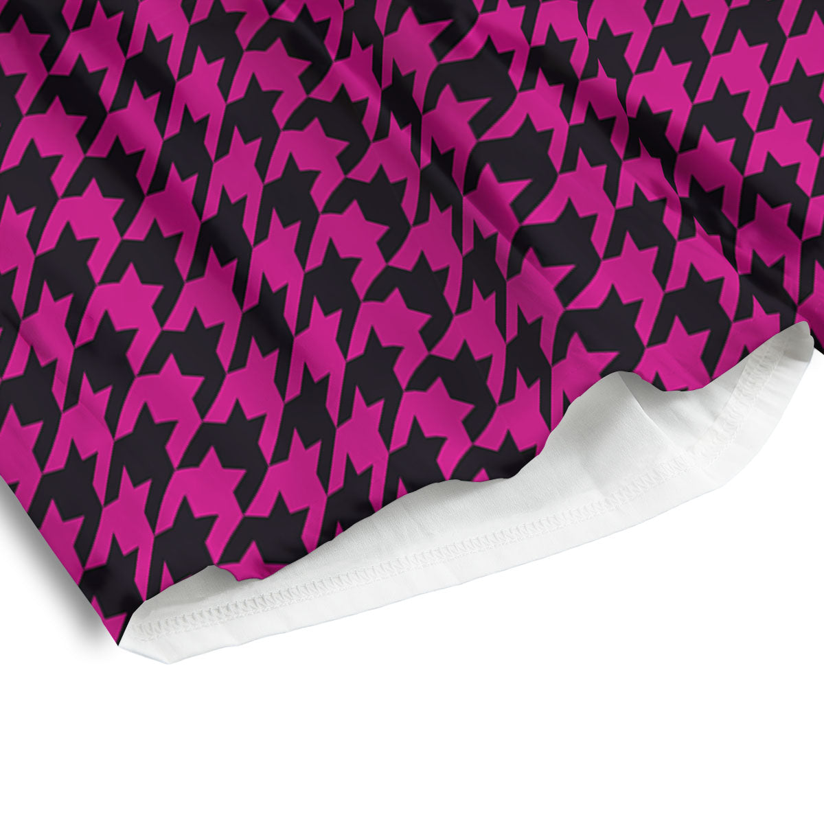 Houndstooth Black And Pink Magenta Print Men's Athletic Shorts