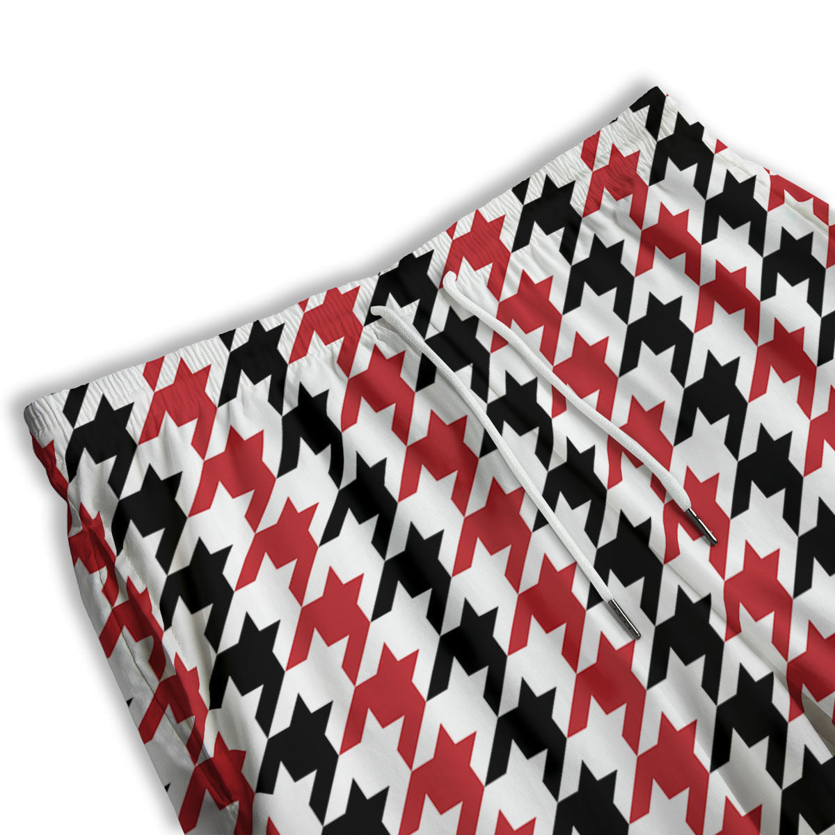 Houndstooth Black And Red Print Pattern Men's Athletic Shorts