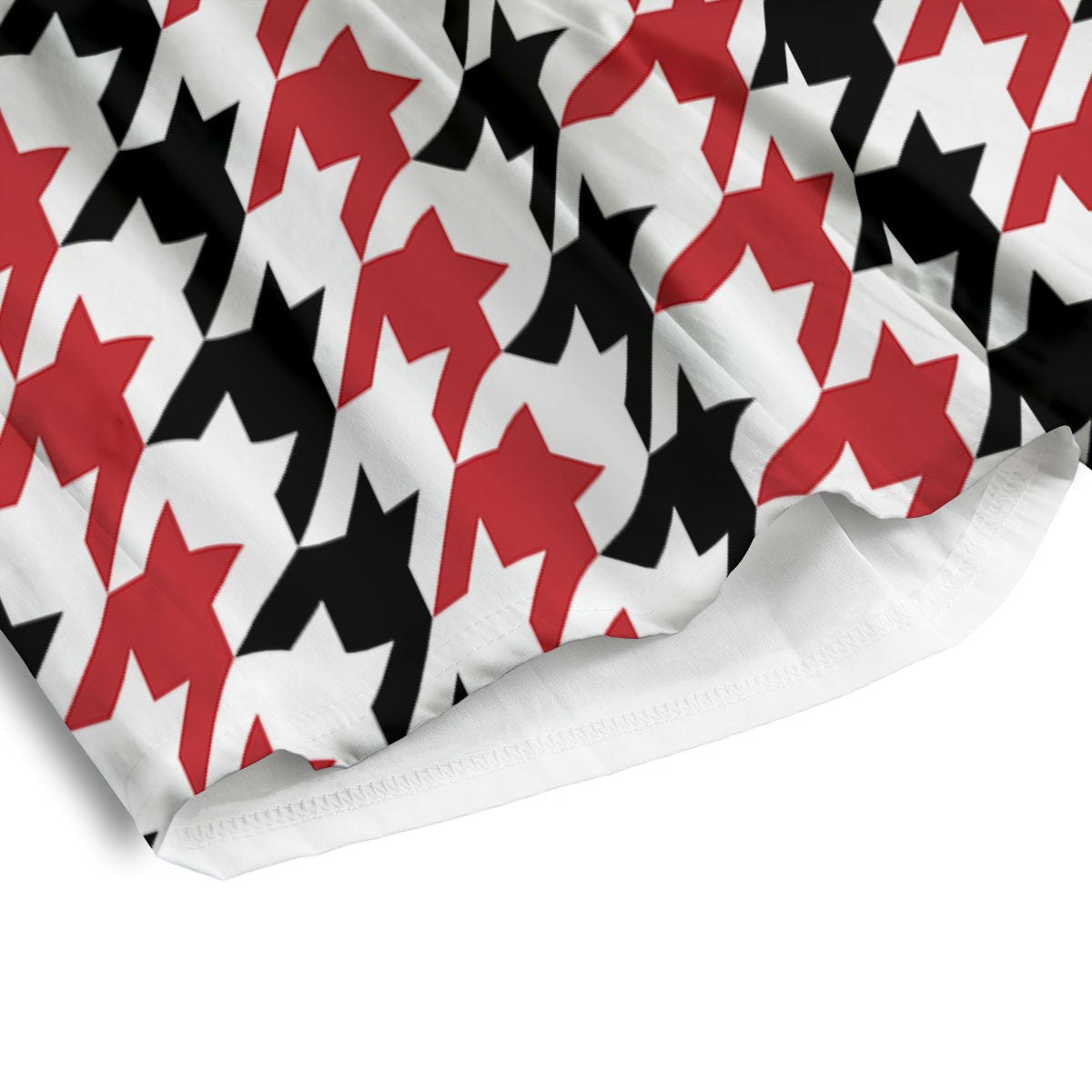 Houndstooth Black And Red Print Pattern Men's Athletic Shorts