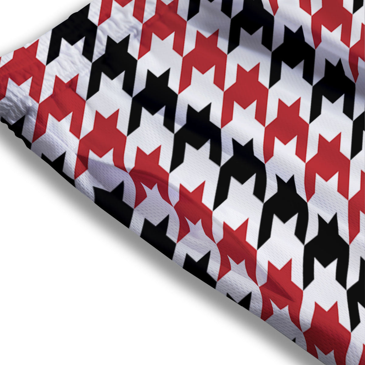Houndstooth Black And Red Print Pattern Mesh Shorts
