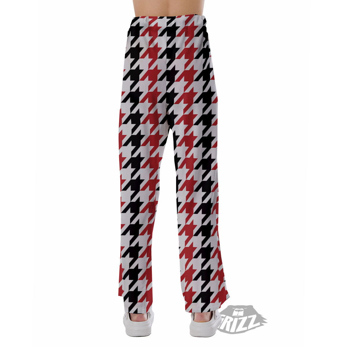 Houndstooth Black And Red Print Pattern Pajama Pants-grizzshop
