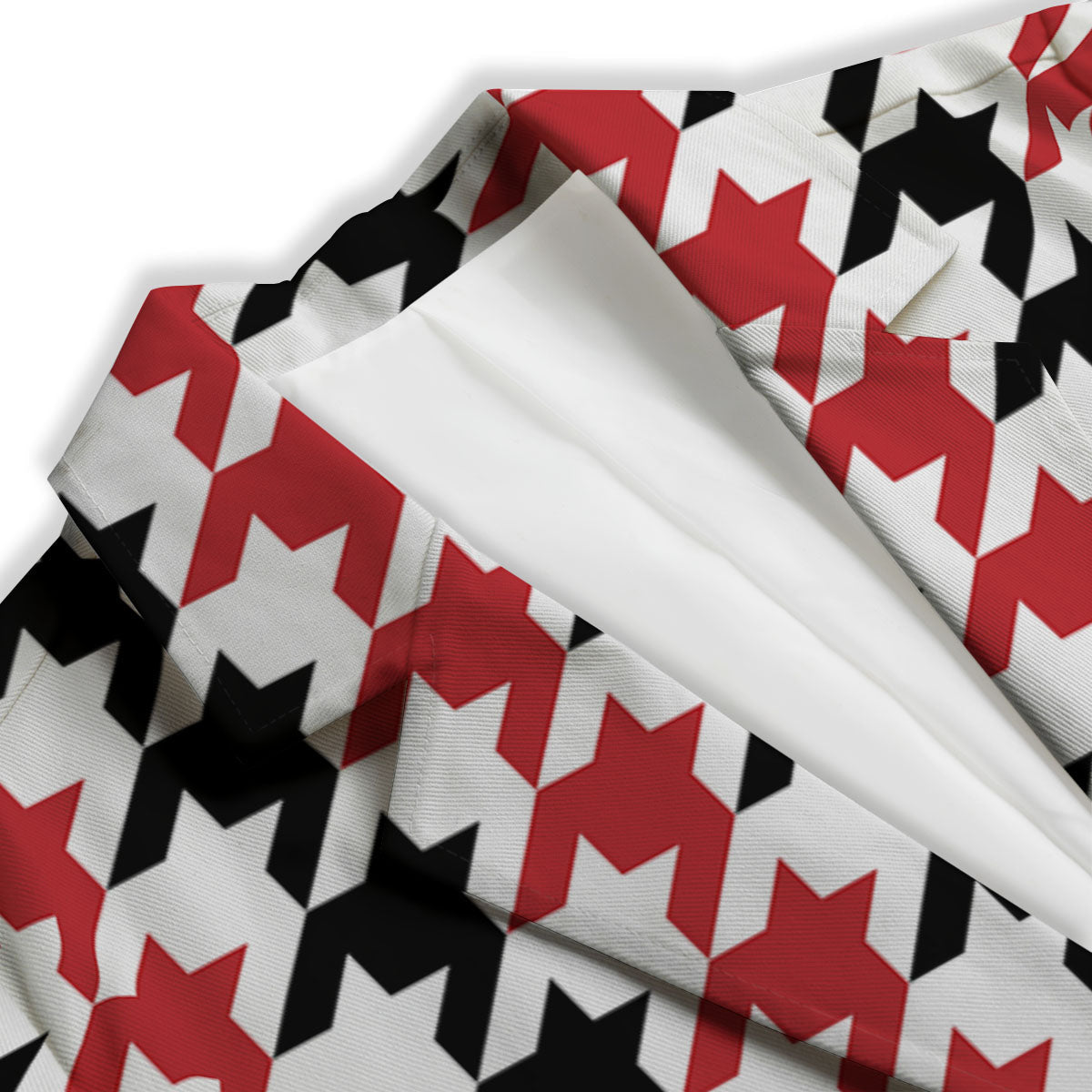 Houndstooth Black And Red Print Pattern Women's Blazer-grizzshop