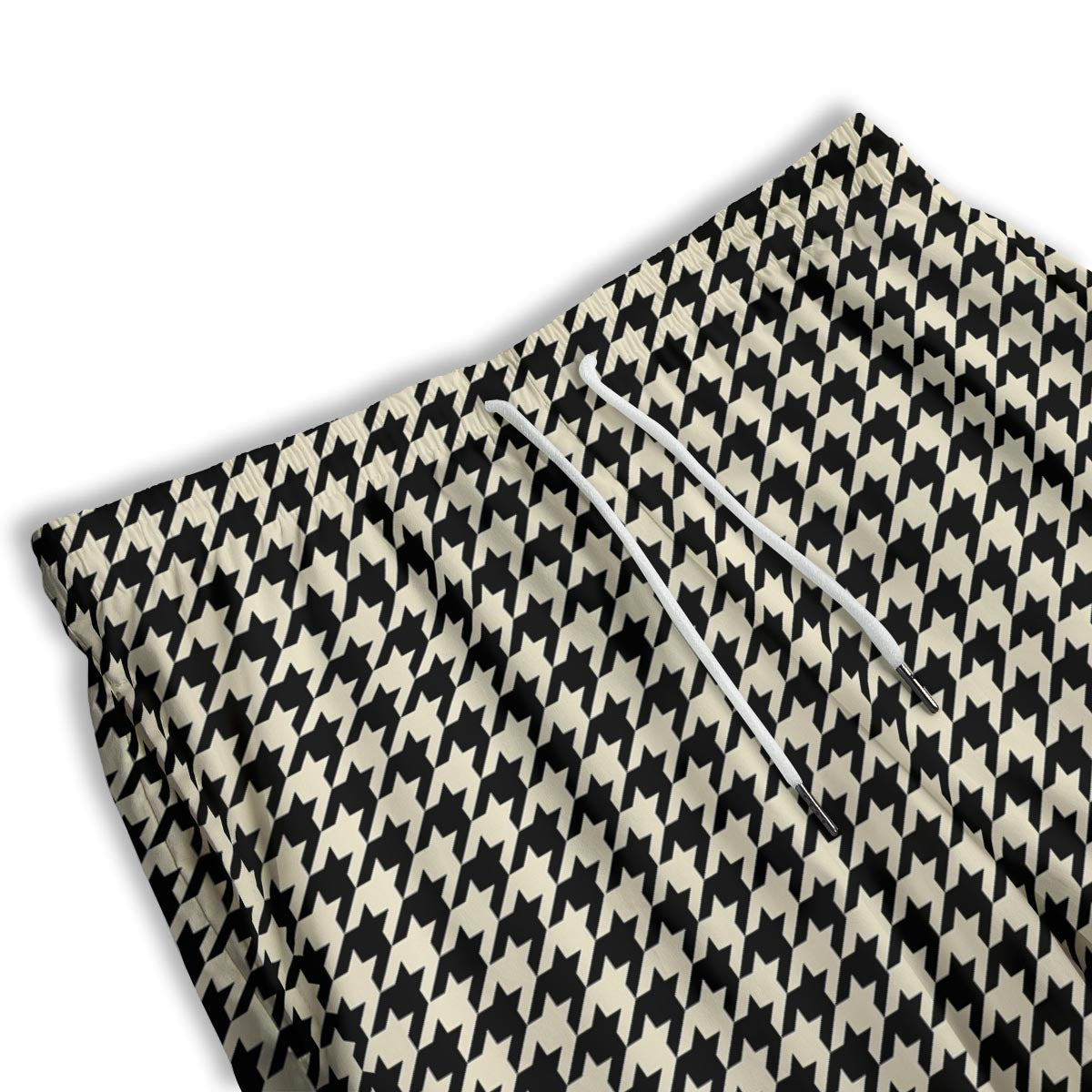Houndstooth Black And Tan Print Pattern Men's Athletic Shorts