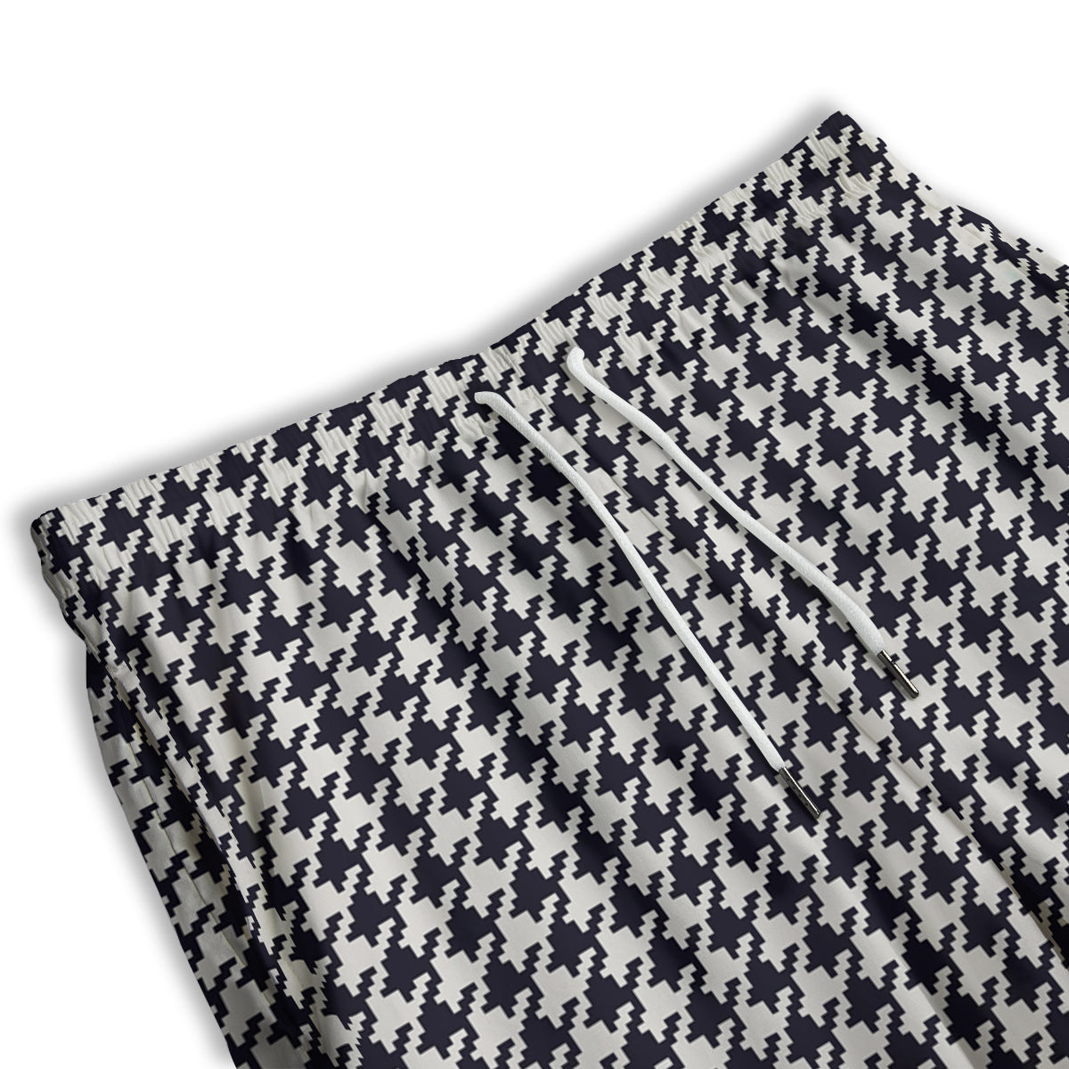 Houndstooth Black Pixel Print Pattern Men's Athletic Shorts
