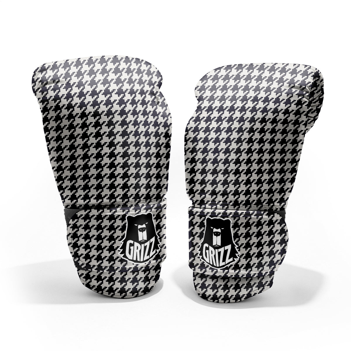 Houndstooth Black Pixel Print Pattern Pro Boxing Glove