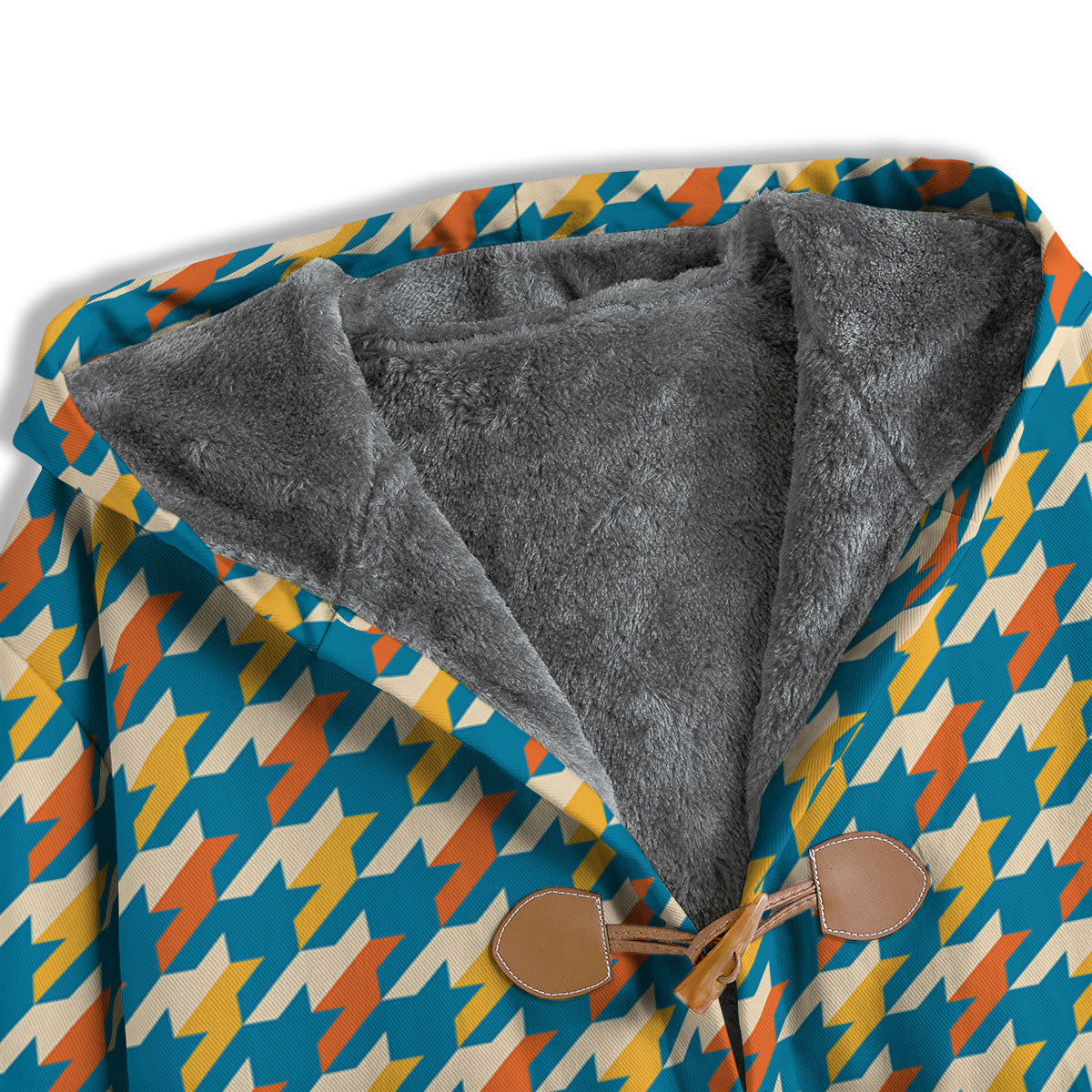 Houndstooth Blue And Orange Print Men's Windbreaker Jacket-grizzshop