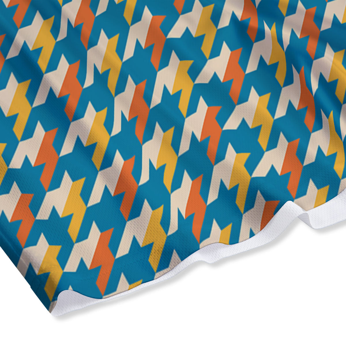 Houndstooth Blue And Orange Print Mesh Shorts