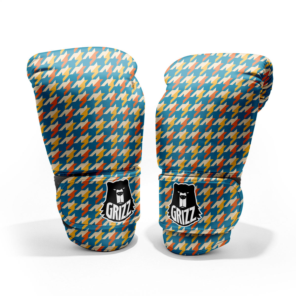 Houndstooth Blue And Orange Print Pro Boxing Glove