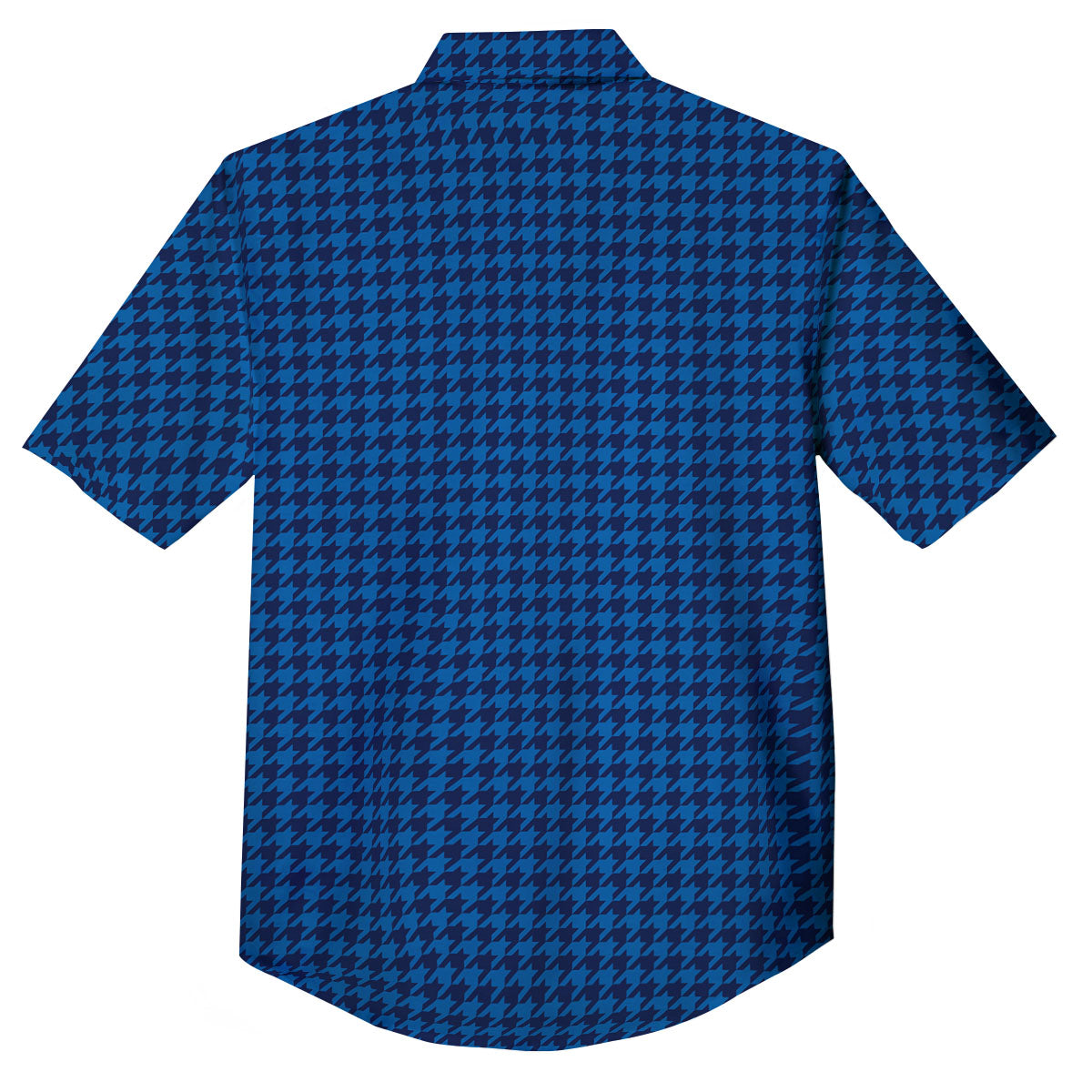 Houndstooth Blue Print Pattern Button Up Shirt-grizzshop