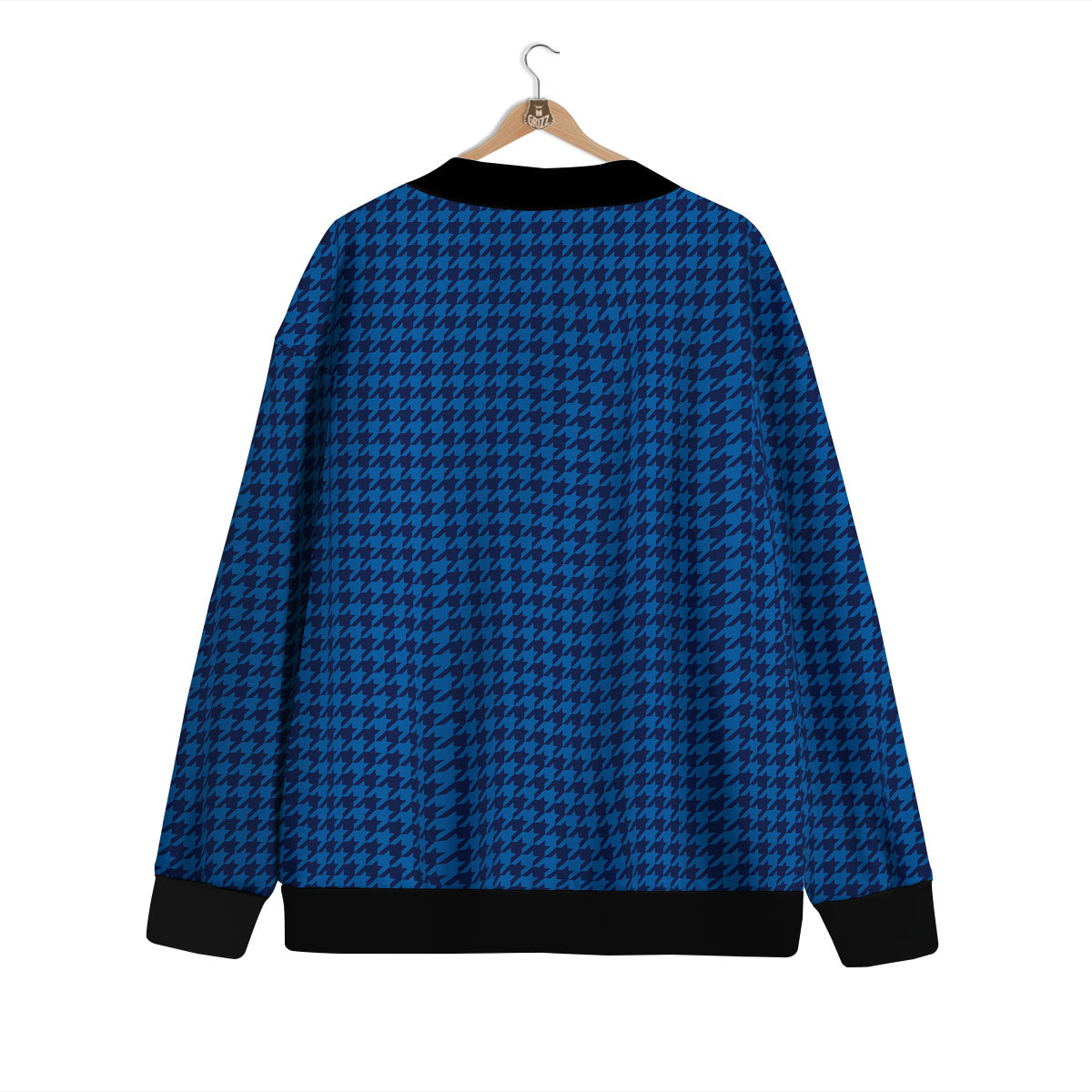 Houndstooth Blue Print Pattern Cardigan-grizzshop