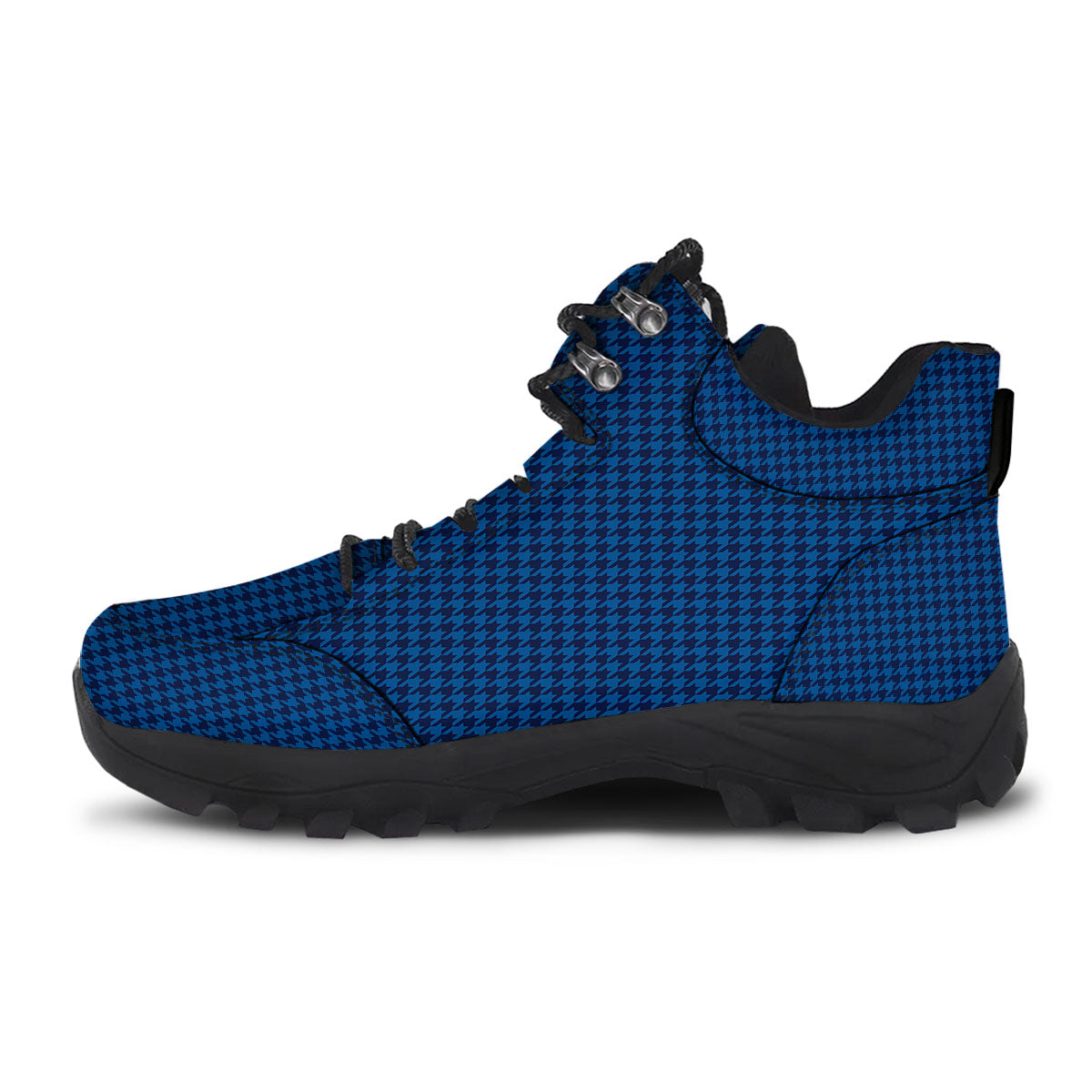 Houndstooth Blue Print Pattern Hiking Shoes-grizzshop
