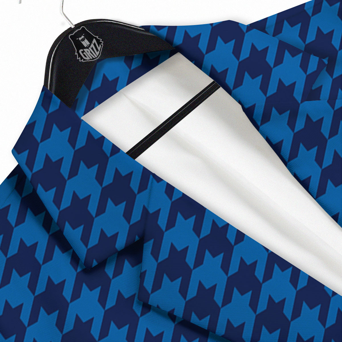Houndstooth Blue Print Pattern Men's Sport Coat-grizzshop