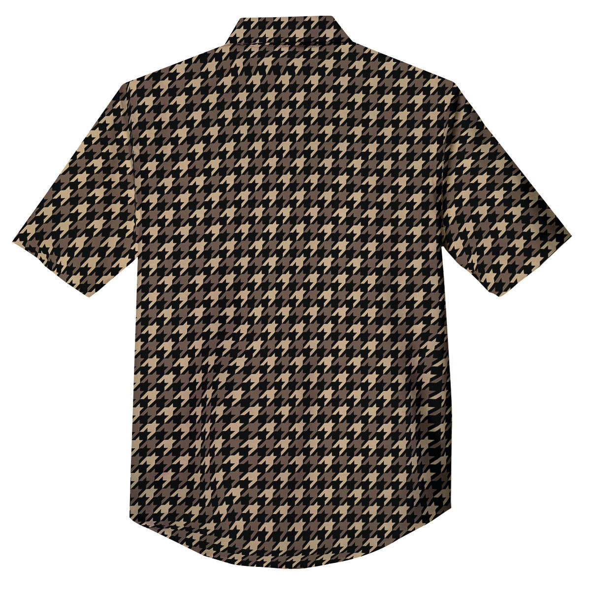 Houndstooth Brown Print Pattern Button Up Shirt-grizzshop